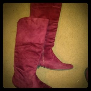 Burgundy suede like boots size 11